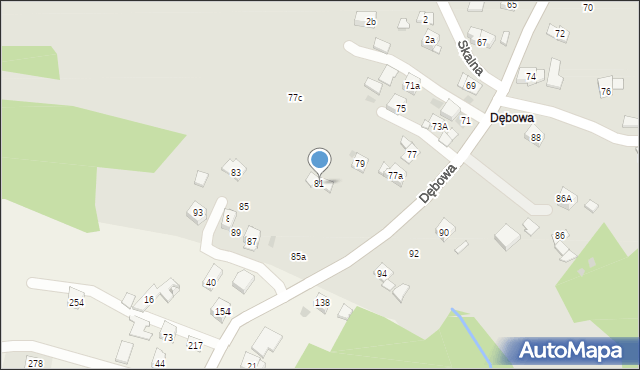 Dobczyce, Dębowa, 81, mapa Dobczyce
