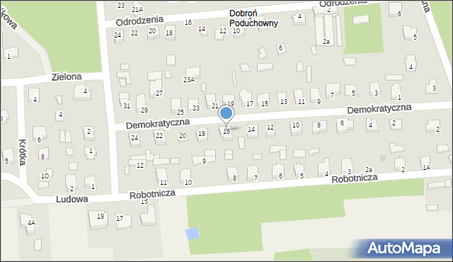 Dobroń, Demokratyczna, 16, mapa Dobroń