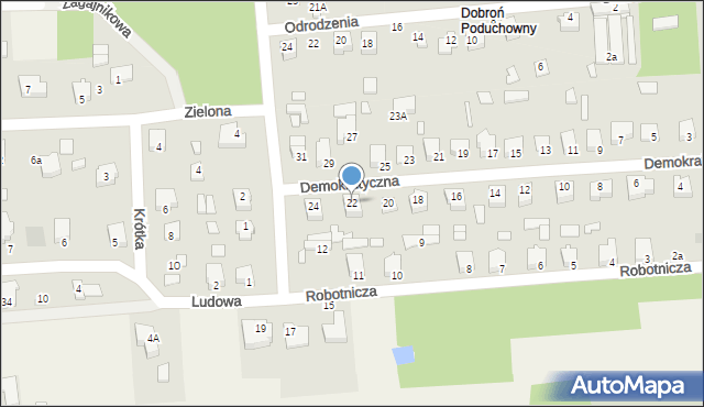 Dobroń, Demokratyczna, 22, mapa Dobroń