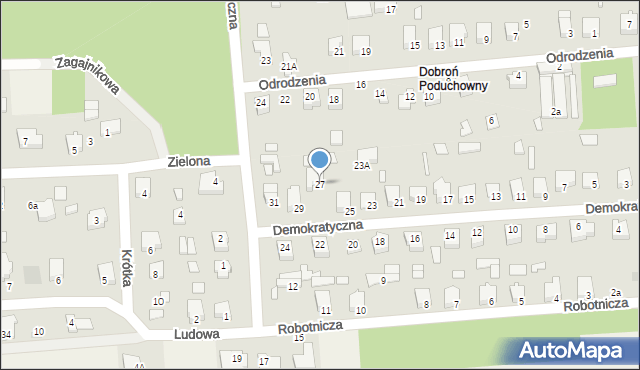 Dobroń, Demokratyczna, 27, mapa Dobroń