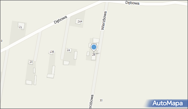 Dobrzyniewo Duże, Dębowa, 26, mapa Dobrzyniewo Duże