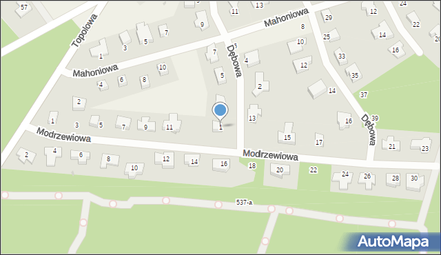 Dolaszewo, Dębowa, 1, mapa Dolaszewo