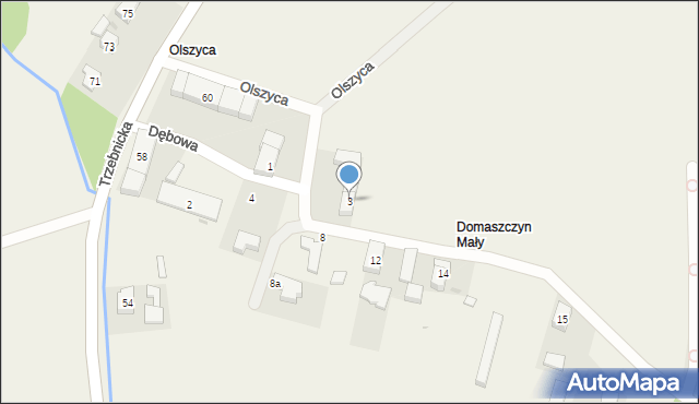 Domaszczyn, Dębowa, 3, mapa Domaszczyn