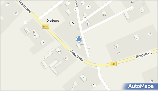 Drężewo, Dębowa, 1, mapa Drężewo