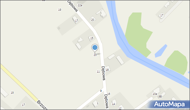 Drężewo, Dębowa, 13, mapa Drężewo