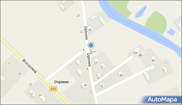 Drężewo, Dębowa, 16, mapa Drężewo