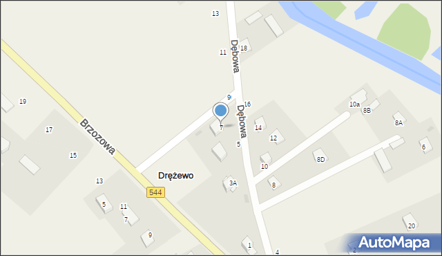 Drężewo, Dębowa, 7, mapa Drężewo