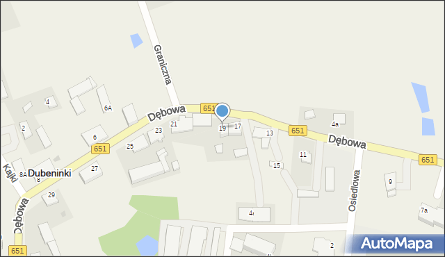 Dubeninki, Dębowa, 19, mapa Dubeninki