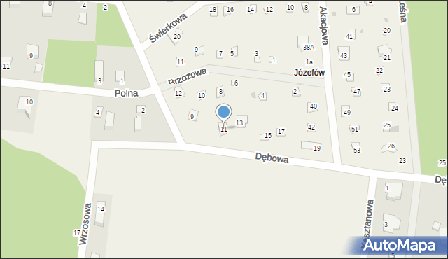 Florentynów, Dębowa, 11, mapa Florentynów