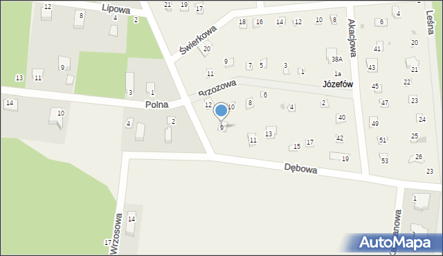 Florentynów, Dębowa, 9, mapa Florentynów