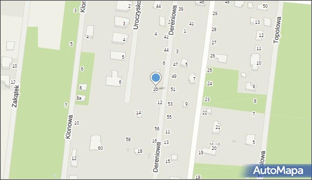 Florentynów, Dereniowa, 10, mapa Florentynów