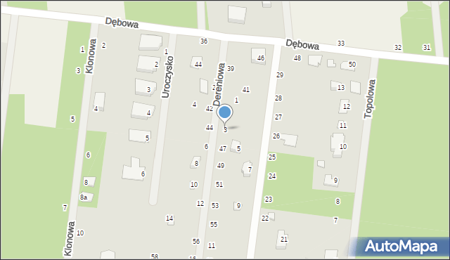 Florentynów, Dereniowa, 3, mapa Florentynów