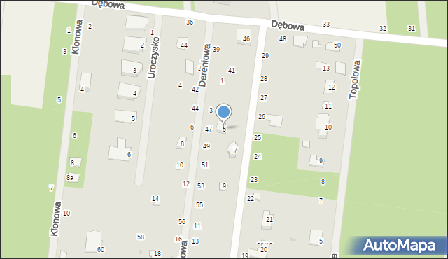 Florentynów, Dereniowa, 5, mapa Florentynów