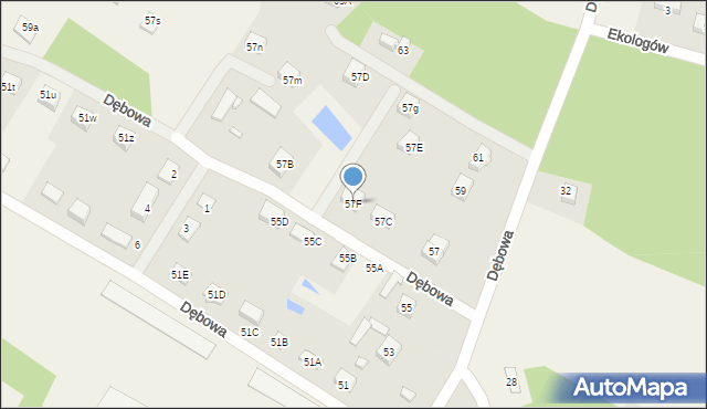 Franciszków, Dębowa, 57F, mapa Franciszków