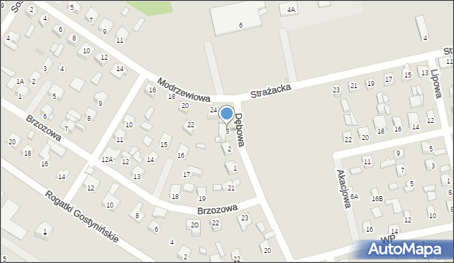 Gąbin, Dębowa, 3, mapa Gąbin