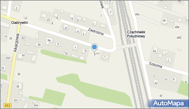 Gabryelin, Dębowa, 3, mapa Gabryelin