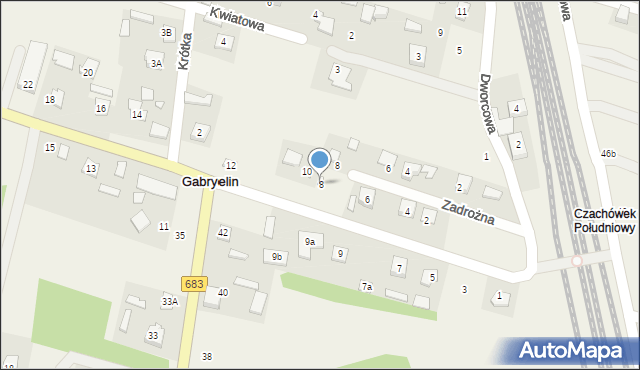 Gabryelin, Dębowa, 8, mapa Gabryelin