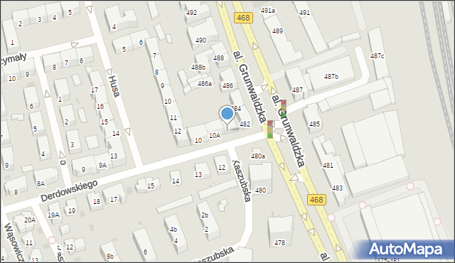 Gdańsk, Derdowskiego Jarosza Henryka, 10B, mapa Gdańska