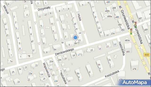 Gdańsk, Derdowskiego Jarosza Henryka, 9A, mapa Gdańska
