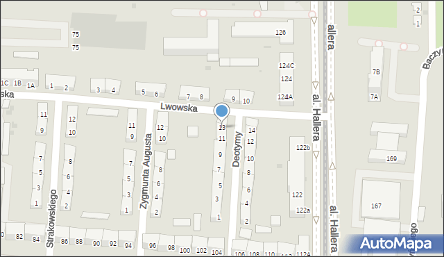 Gdańsk, Deotymy, 13, mapa Gdańska