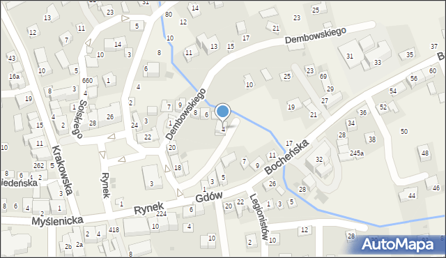 Gdów, Dembowskiego Edwarda, 4, mapa Gdów