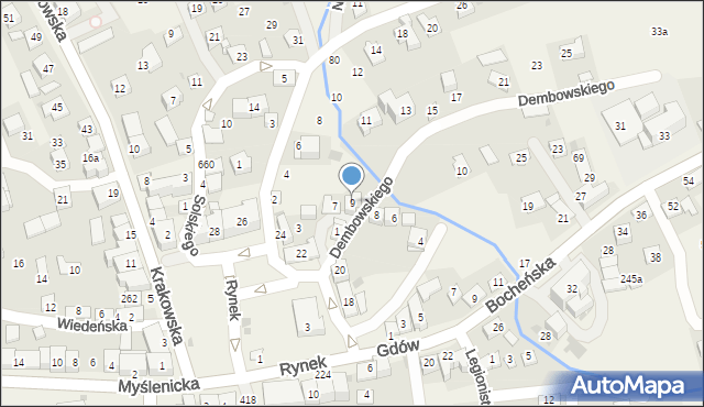 Gdów, Dembowskiego Edwarda, 9, mapa Gdów