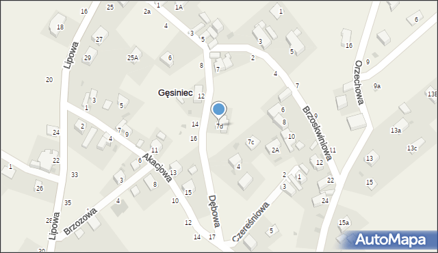 Gęsiniec, Dębowa, 7d, mapa Gęsiniec