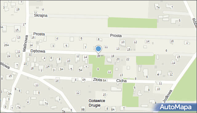 Goławice Drugie, Dębowa, 16, mapa Goławice Drugie