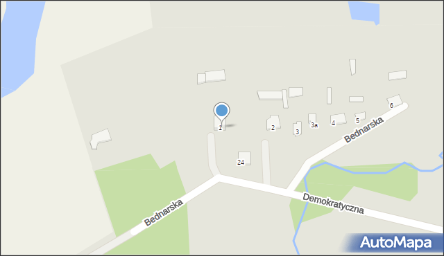 Goniądz, Demokratyczna, 1A, mapa Goniądz