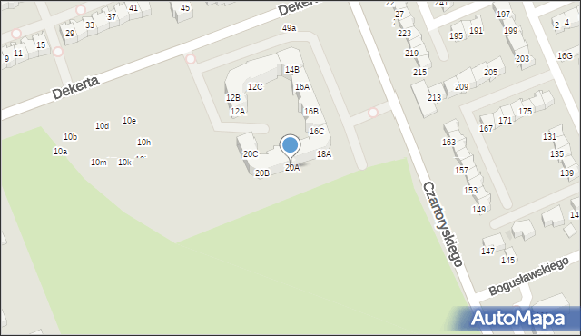 Gorzów Wielkopolski, Dekerta Jana, 20A, mapa Gorzów Wielkopolski