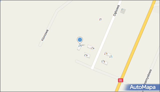 Górzyca, Dębowa, 17c, mapa Górzyca