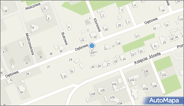 Gozdów, Dębowa, 23, mapa Gozdów