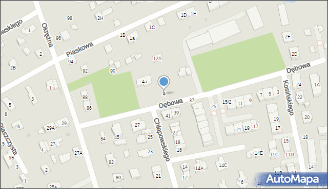 Grodzisk Mazowiecki, Dębowa, 4, mapa Grodzisk Mazowiecki