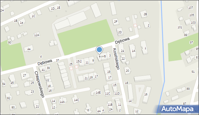 Grodzisk Mazowiecki, Dębowa, 7, mapa Grodzisk Mazowiecki