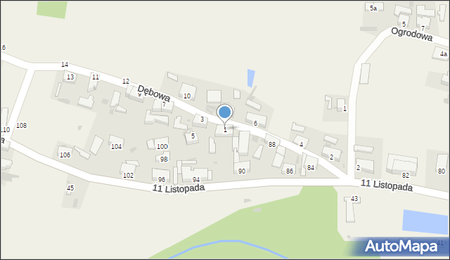 Gromadka, Dębowa, 1, mapa Gromadka