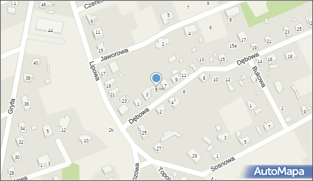 Grzędzice, Dębowa, 5, mapa Grzędzice