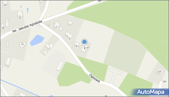 Jakubów, Dębowa, 8, mapa Jakubów