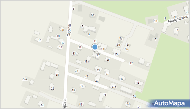 Jakubowice Konińskie, Dębina, 29, mapa Jakubowice Konińskie