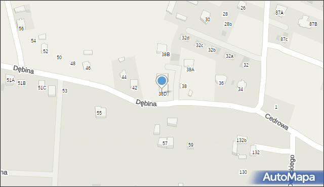 Jakubowice Konińskie, Dębina, 38D, mapa Jakubowice Konińskie