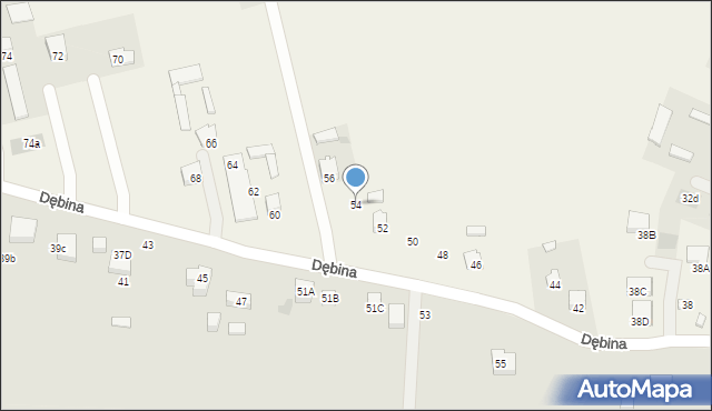 Jakubowice Konińskie, Dębina, 54, mapa Jakubowice Konińskie