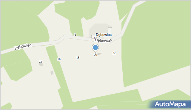 Jastkowice, Dębowiec, 20, mapa Jastkowice