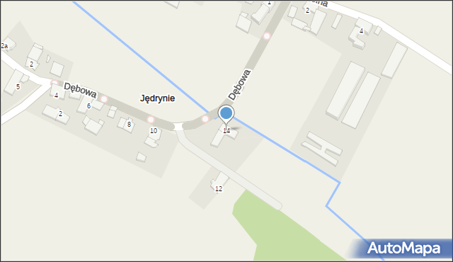 Jędrynie, Dębowa, 14, mapa Jędrynie