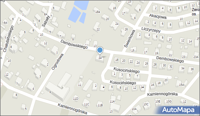 Jelenia Góra, Dembowskiego Edwarda, 14, mapa Jelenia Góra