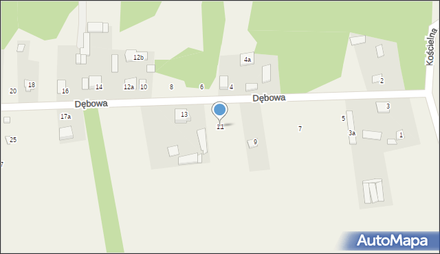 Jerzyska, Dębowa, 11, mapa Jerzyska