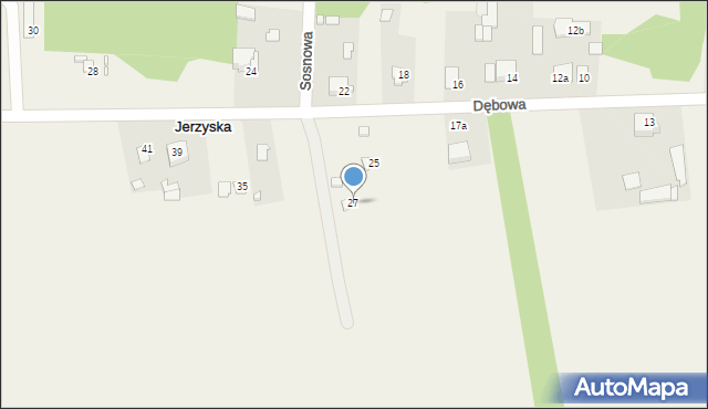 Jerzyska, Dębowa, 27, mapa Jerzyska