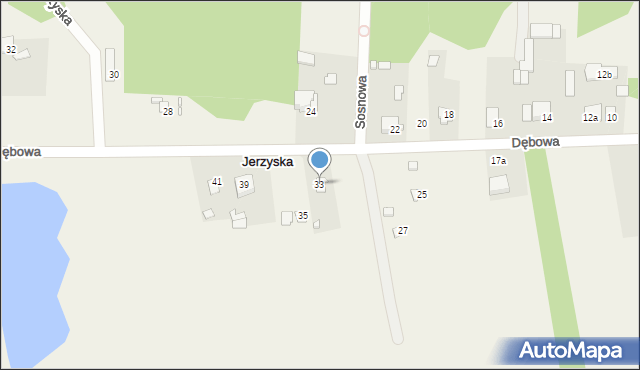 Jerzyska, Dębowa, 33, mapa Jerzyska