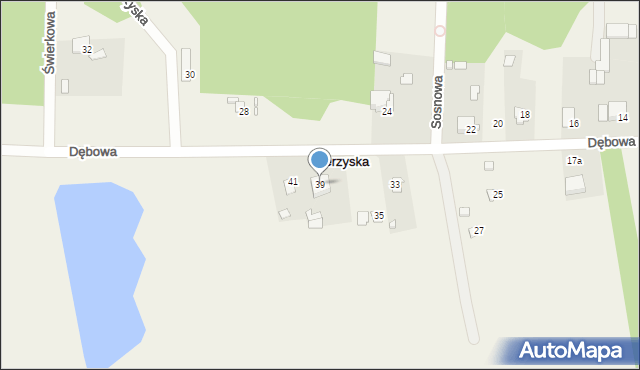 Jerzyska, Dębowa, 39, mapa Jerzyska