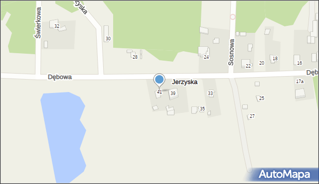 Jerzyska, Dębowa, 41, mapa Jerzyska