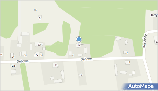 Jerzyska, Dębowa, 4a, mapa Jerzyska