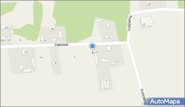 Jerzyska, Dębowa, 5, mapa Jerzyska